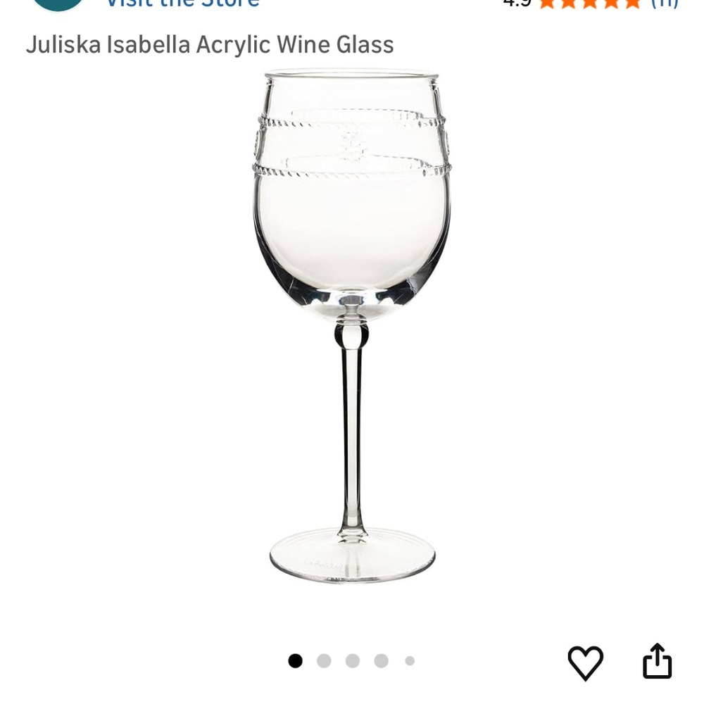 NEW Juliska Clear Rope-Band Acrylic Wine Glass - set of 4